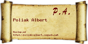 Poliak Albert névjegykártya